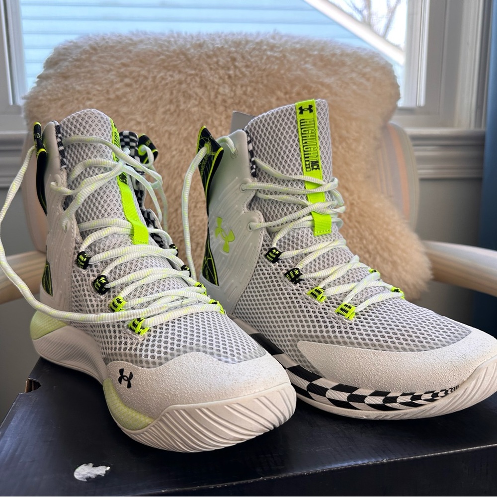 Under Armour White Neon Green volleyball shoes